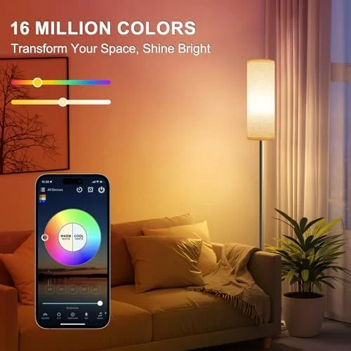 FRIDEKO HOME Floor Lamp, 9W 800LM Color Changing Smart Lamp with Music Sync, App & Remote Control, Adjustable Brightness & Color Temperature Standing
