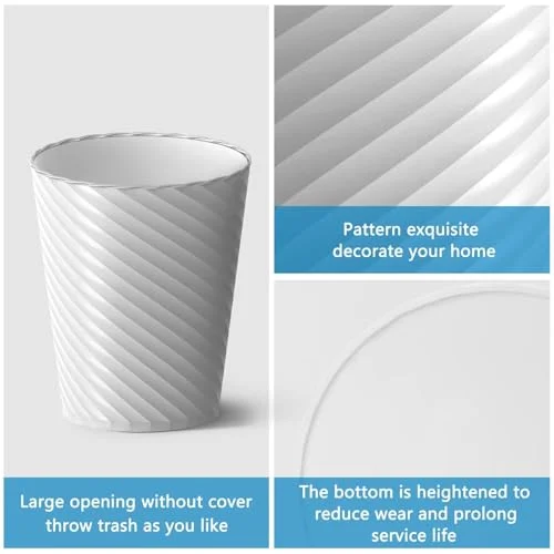 Bathroom Trash Can - 3 Pack 1.8 Gallons Small Trash Can with Trash Bags, Bathroom Garbage Can, Plastic Trash Bin, Round Waste Basket for Living Room