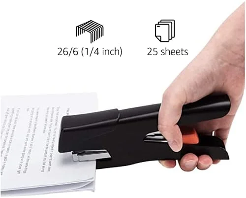 Amazon Basics Effortless Handheld Plier Stapler - 25 Sheet Capacity, Heavy Duty, Easy to Use, Black