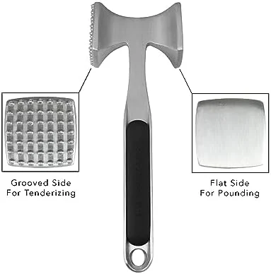 KitchenAid Gourmet Multi Sided Meat Tenderizer for Pounding Meats, Nuts, Shellfish, ect, Hang Hole for Easy Storage, Hand Wash, One Size, Black