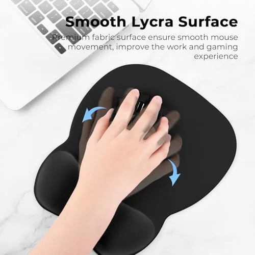 EooCoo Ergonomic Mouse Pad with Wrist Support - Mousepad with Memory Foam Wrist Rest and Non-Slip Base for Computer, Cafe, Home & Office, 9.64 x 8.26