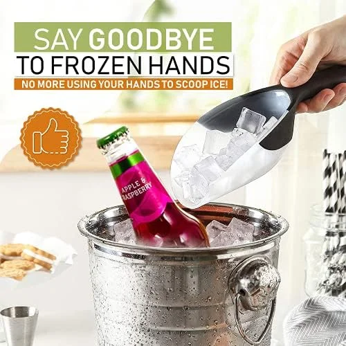 Spring Chef Magnetic Ice Scoop for Freezer - BPA-Free Flexi-Plastic Popcorn Scoop with Soft Grip Handle - Dishwasher Safe Ice Scooper - Kitchen Food
