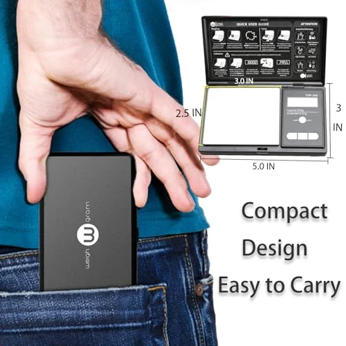 Weigh Gram 200g Digital Pocket Gram Scale 0.01g Accuracy - 200g x 0.01g Mini Digital Grams Scale, Small Food Scale, Jewelry Scale, Ounces Grains Scale