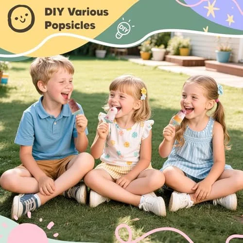 Popsicle Mold Set 4 Pieces Homemade Silicone Popsicle Maker Easy Release Ice Cream Molds Reusable DIY Pop Molds (Green - IcyClassic Pops)