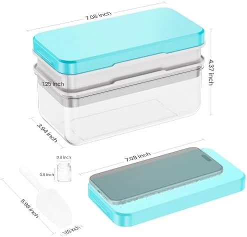 Ice Cube Tray with Lid and Bin, PHINOX 56 pcs Ice Trays for Freezer, Ice Cube Trays for Freezer with 2 trays, Container, Lid & Ice Scoop, BPA Free