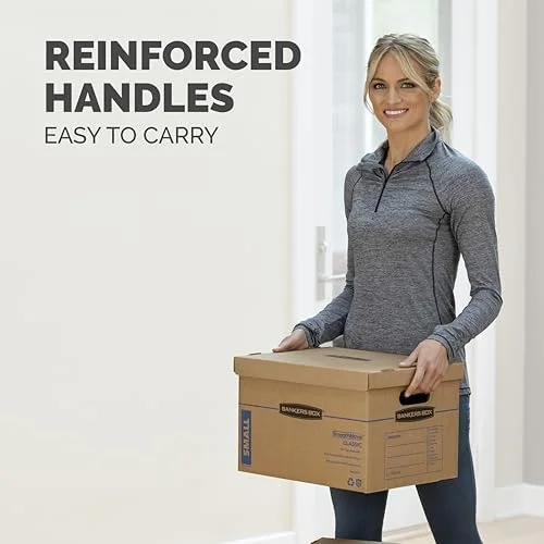 Bankers Box Classic Moving Box 12 Pack Kit - Reinforced Handles, Tape-Free Assembly, Box with Lid, 8 Small and 4 Medium Boxes (7716401)
